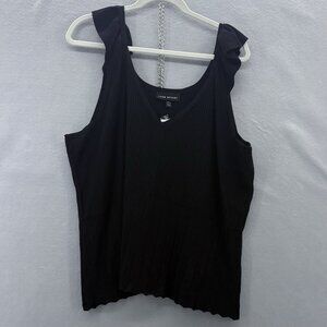 Lane Bryant Black Sweater Tank Top SZ 22/24 Ruffle Straps NWT Bohemian, Feminine